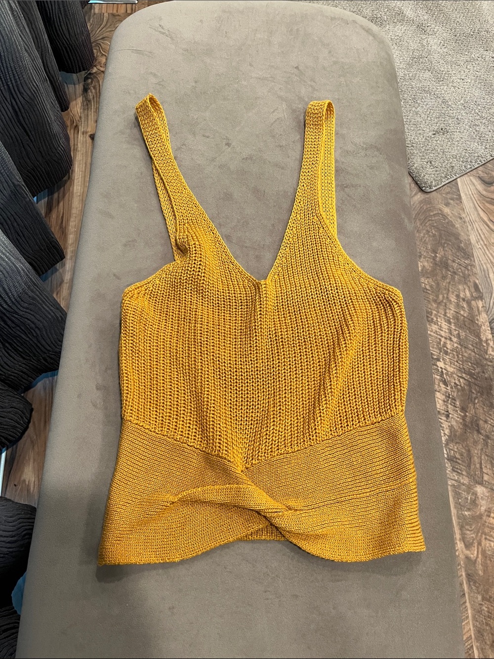 Fashion Nova Dark Yellow Knit Twist-Hem Camisole